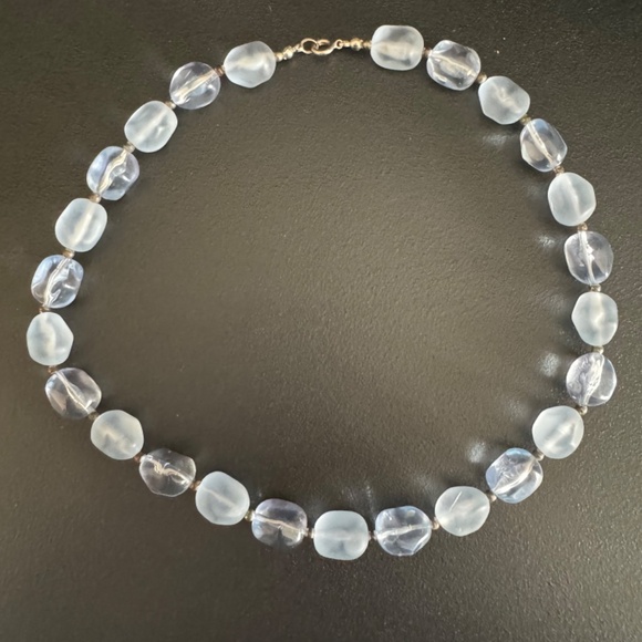 Vintage Blue Lucite with moon-glow 3 necklace stack - Picture 3 of 6